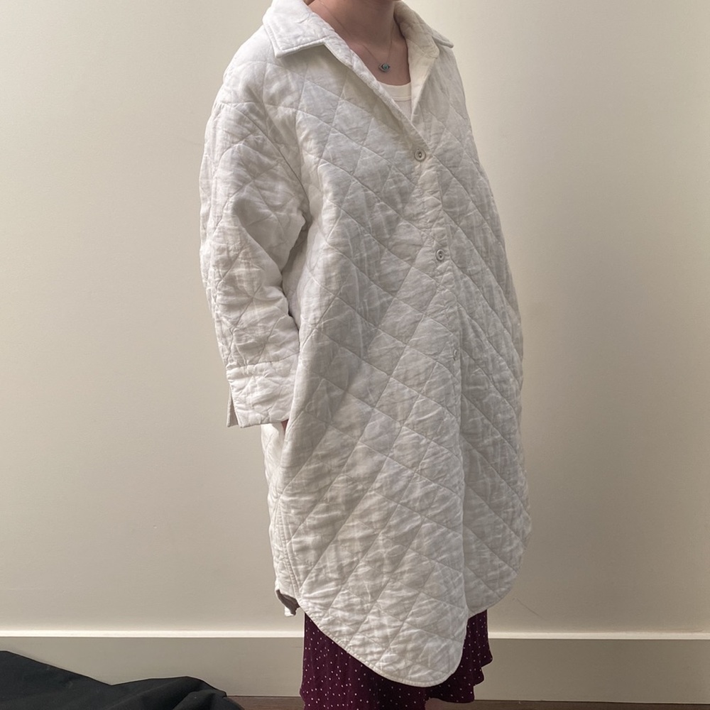Waterworks White Quilted Linen coat size XL